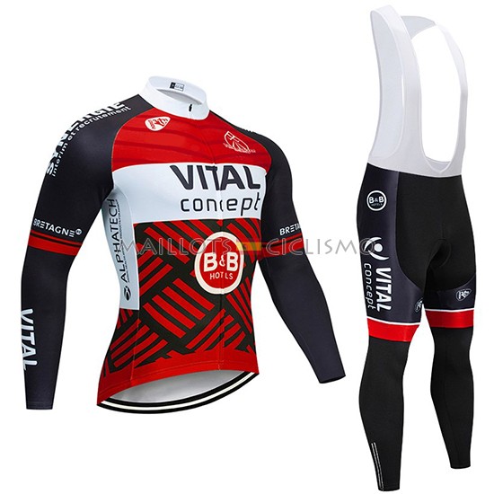 2019 Maillot Vital Concept Tirantes Mangas Largas Rojo Blanco Negro